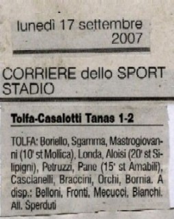 corriere dello sport del 17 set. 2007